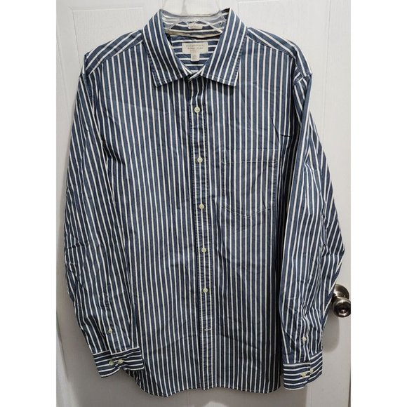 Banana Republic Blue White Striped Classic Fit Long Sleeve Button Up Shirt Sz XL - Picture 1 of 13